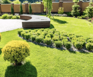 modern garden wall and landscaping